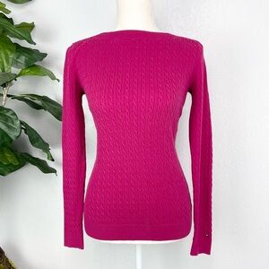 Express Bright Fuchsia Cable Knit Sweater Shirt